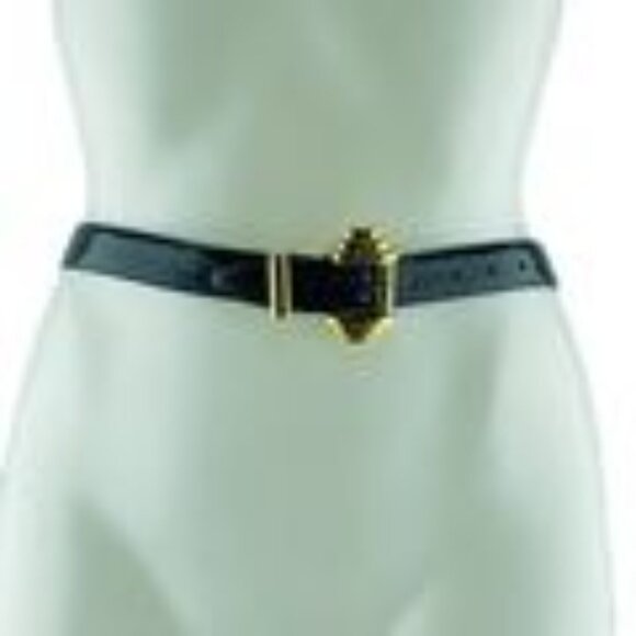 Morgan Taylor Black Patent Belt with Gold Art Deco Buckle main image 6